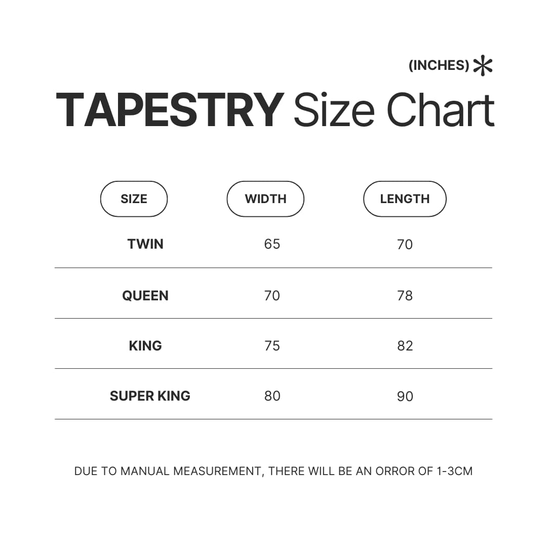 Tapestry Size Chart - Eagles Band Merch